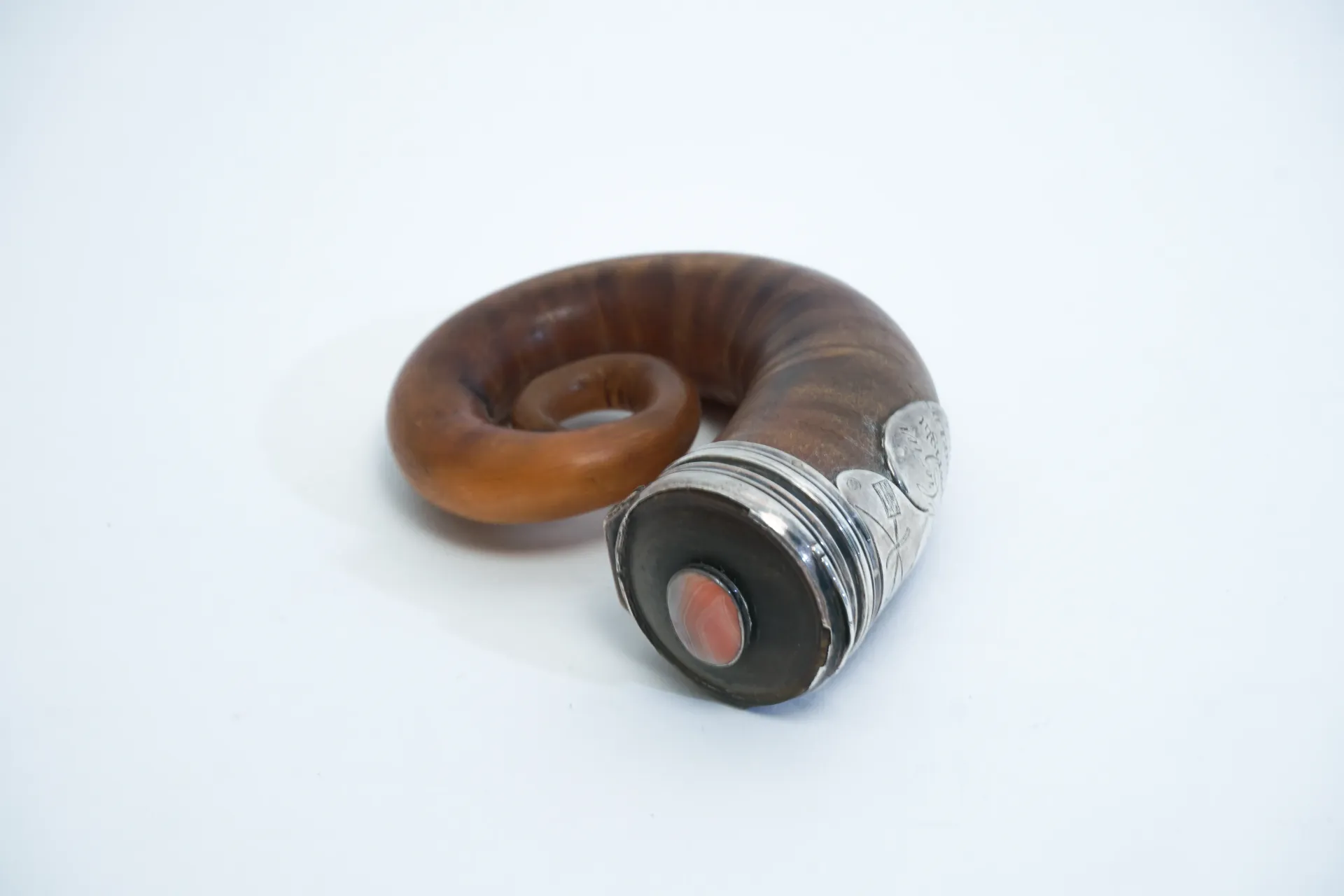 [10191] Tabatière ancienne en bois et argent - XIXe