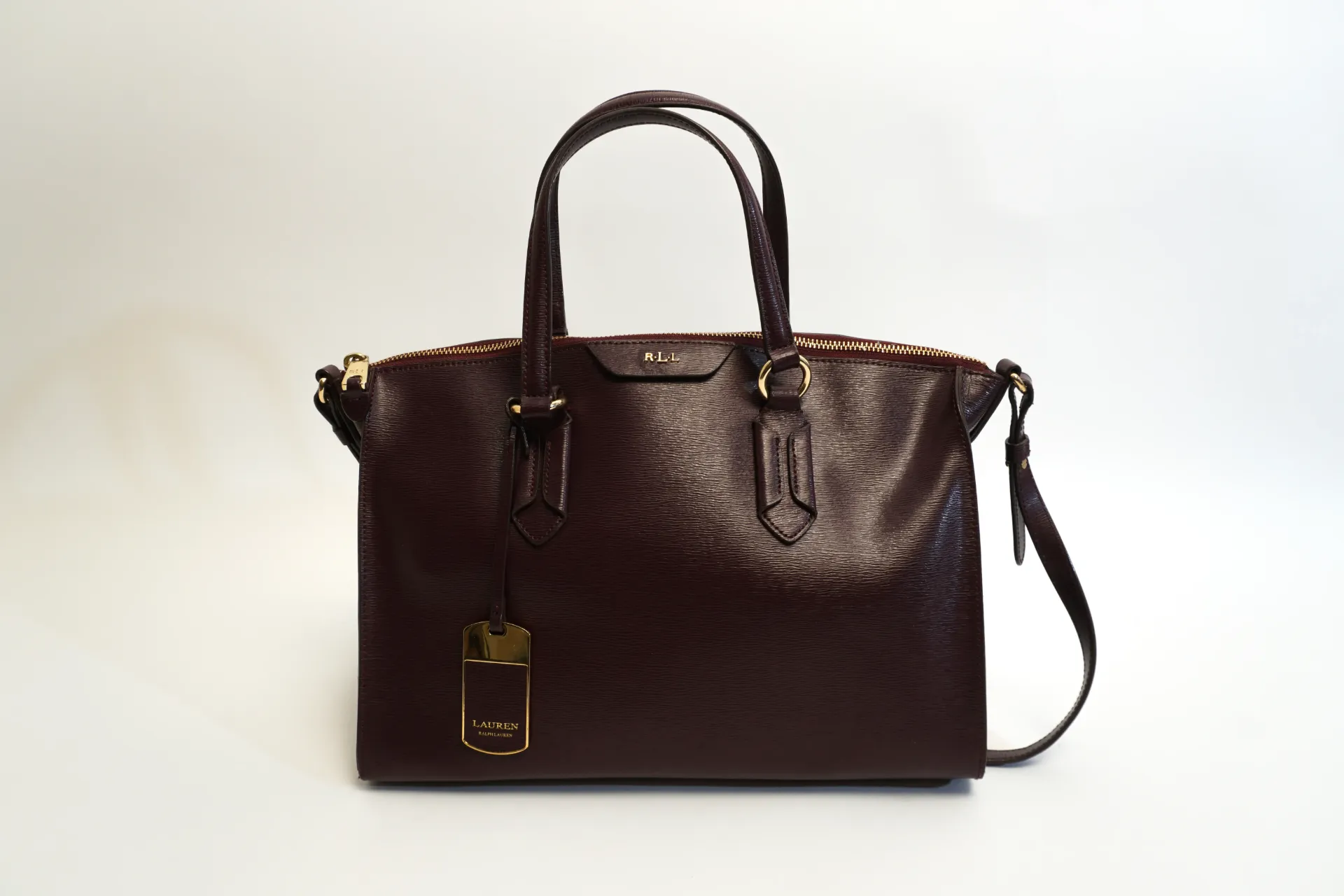 [05070] Sac Lauren Ralph Lauren en cuir saffiano bordeaux