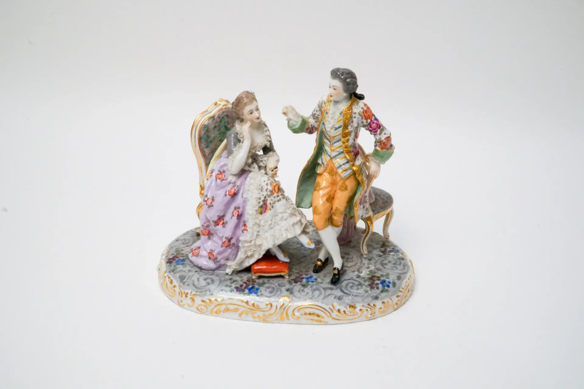 [DV6-14] La déclaration - porcelaine de Ludwigsburg, scène galante rococo, XVIIIe