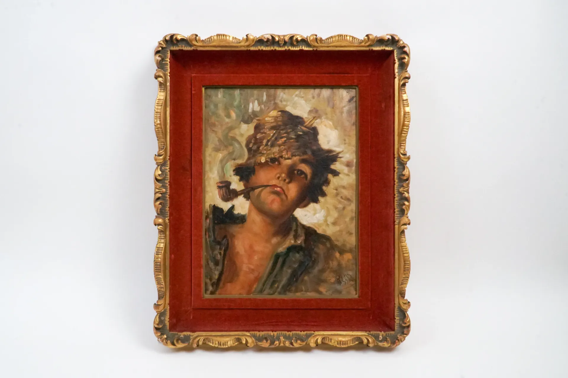 [DV28-03] Le scugnizzo à la pipe — Zaccaria Rino Lanzi, huile sur toile