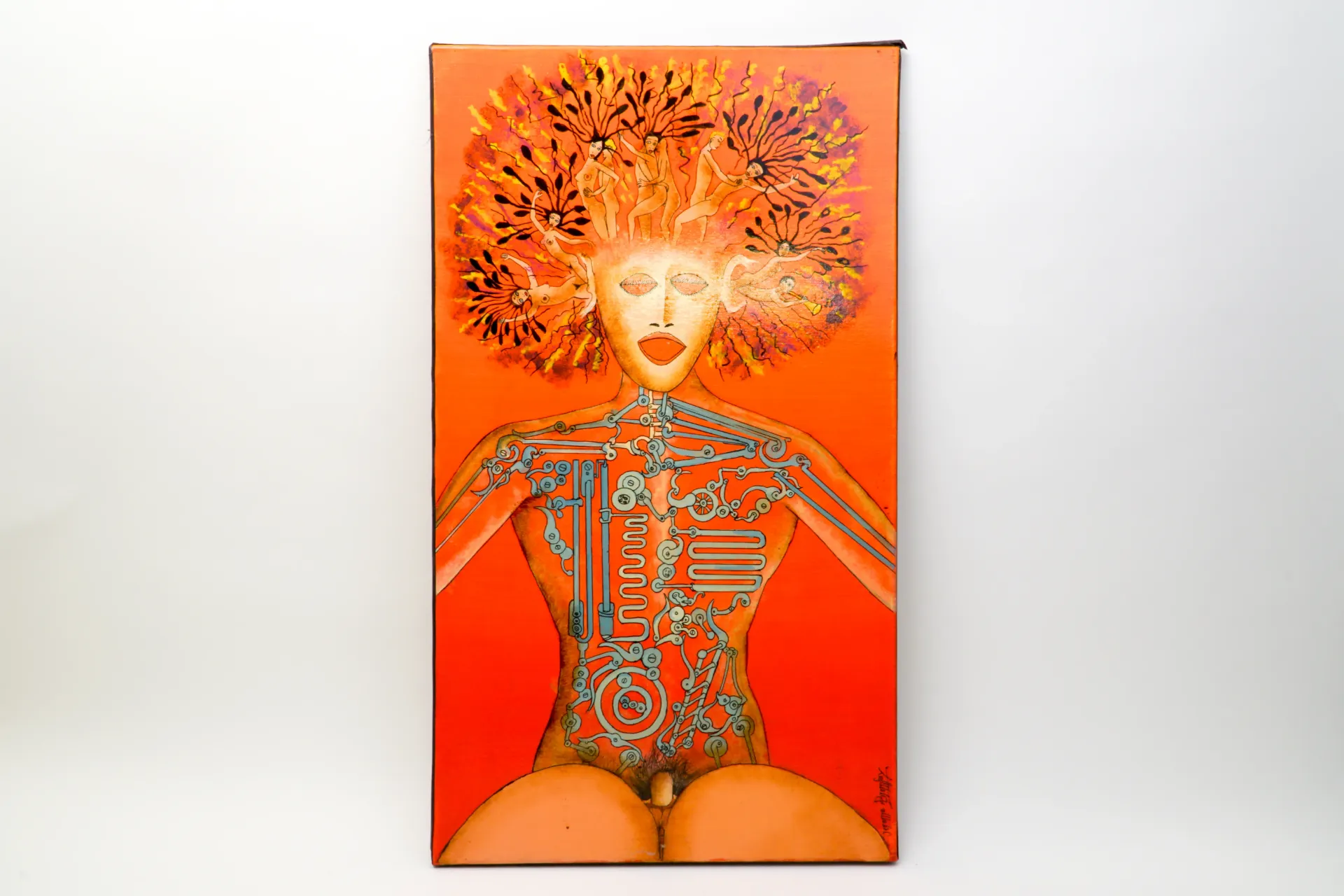 [DV28-18] Huile sur toile, nu orange mécanique, Jérôme Bromfay