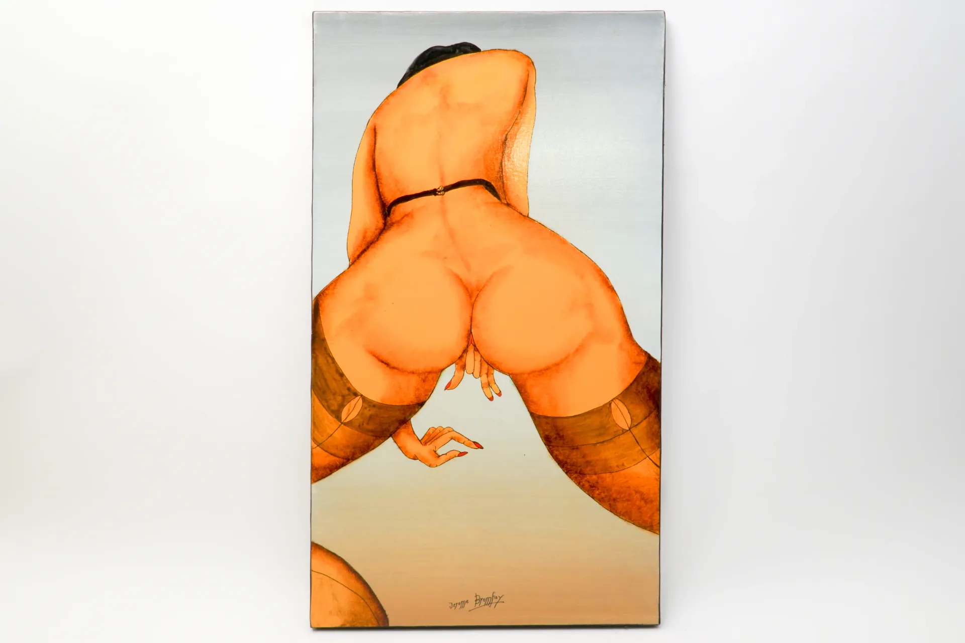 [DV28-19] Nu de dos, bas résille, huile sur toile, Jérôme Bromfay