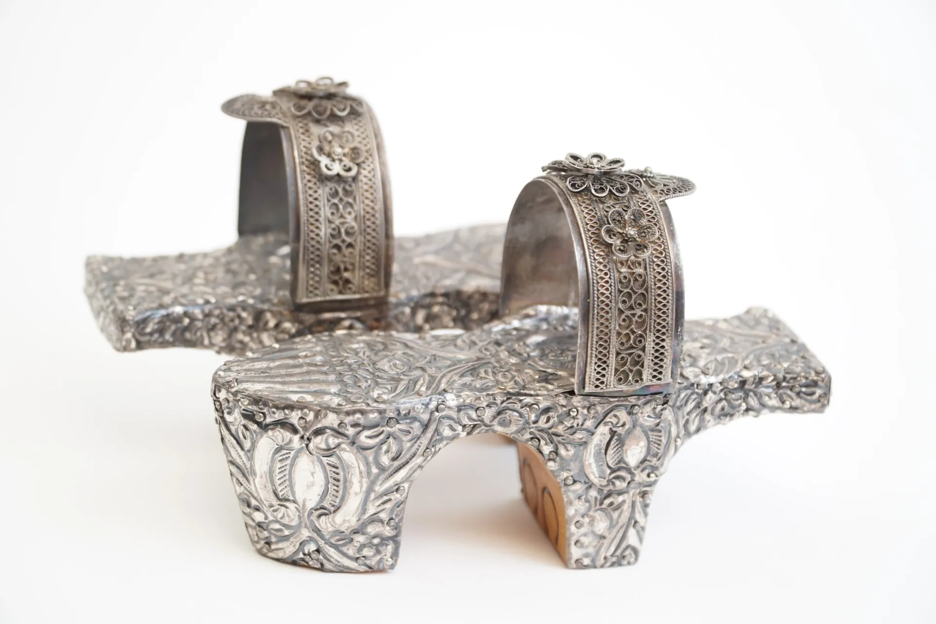 Paire de socques de Hammam argenté