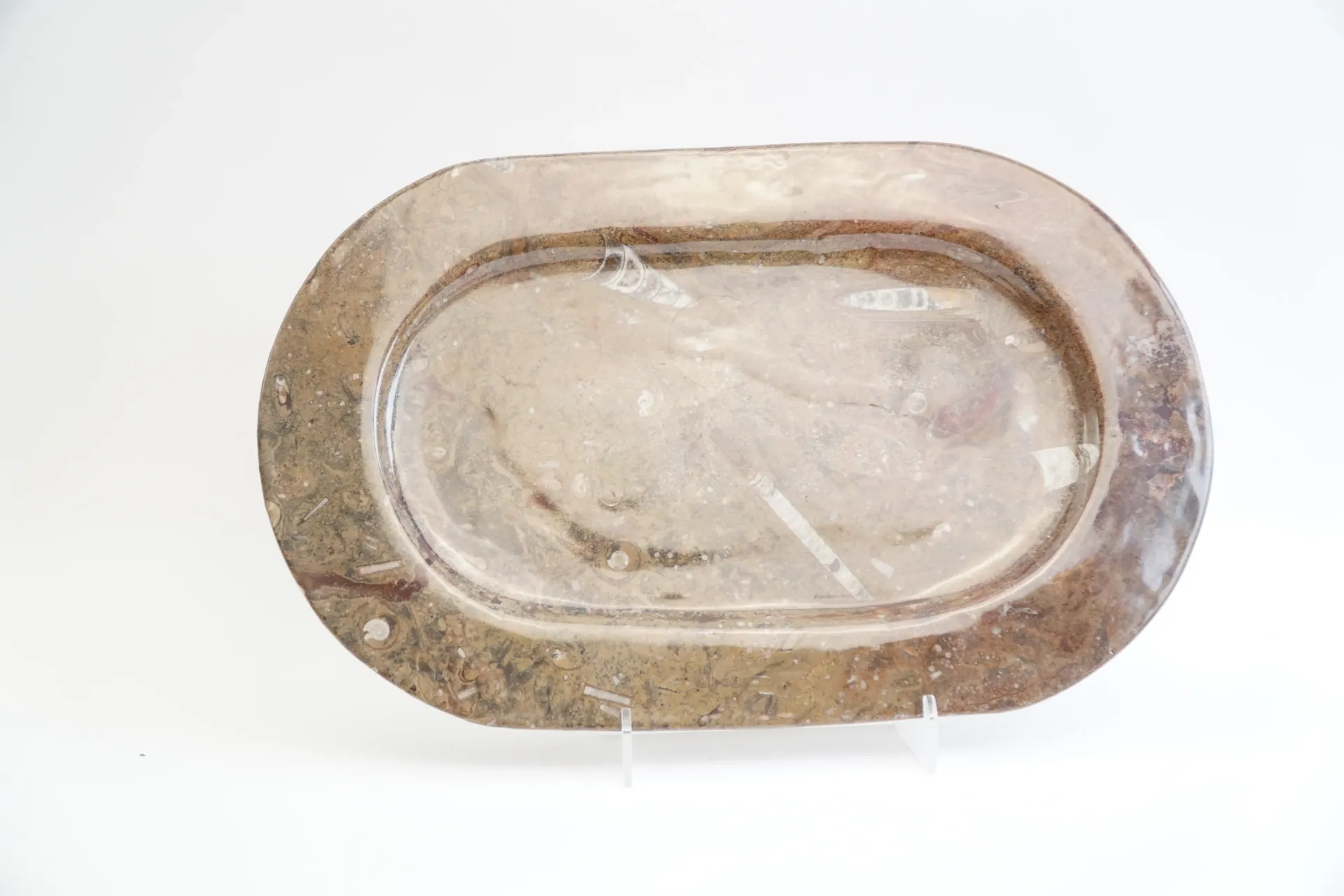 [DV21-103] plat décoratif taillé dans de la pierre fossilisée