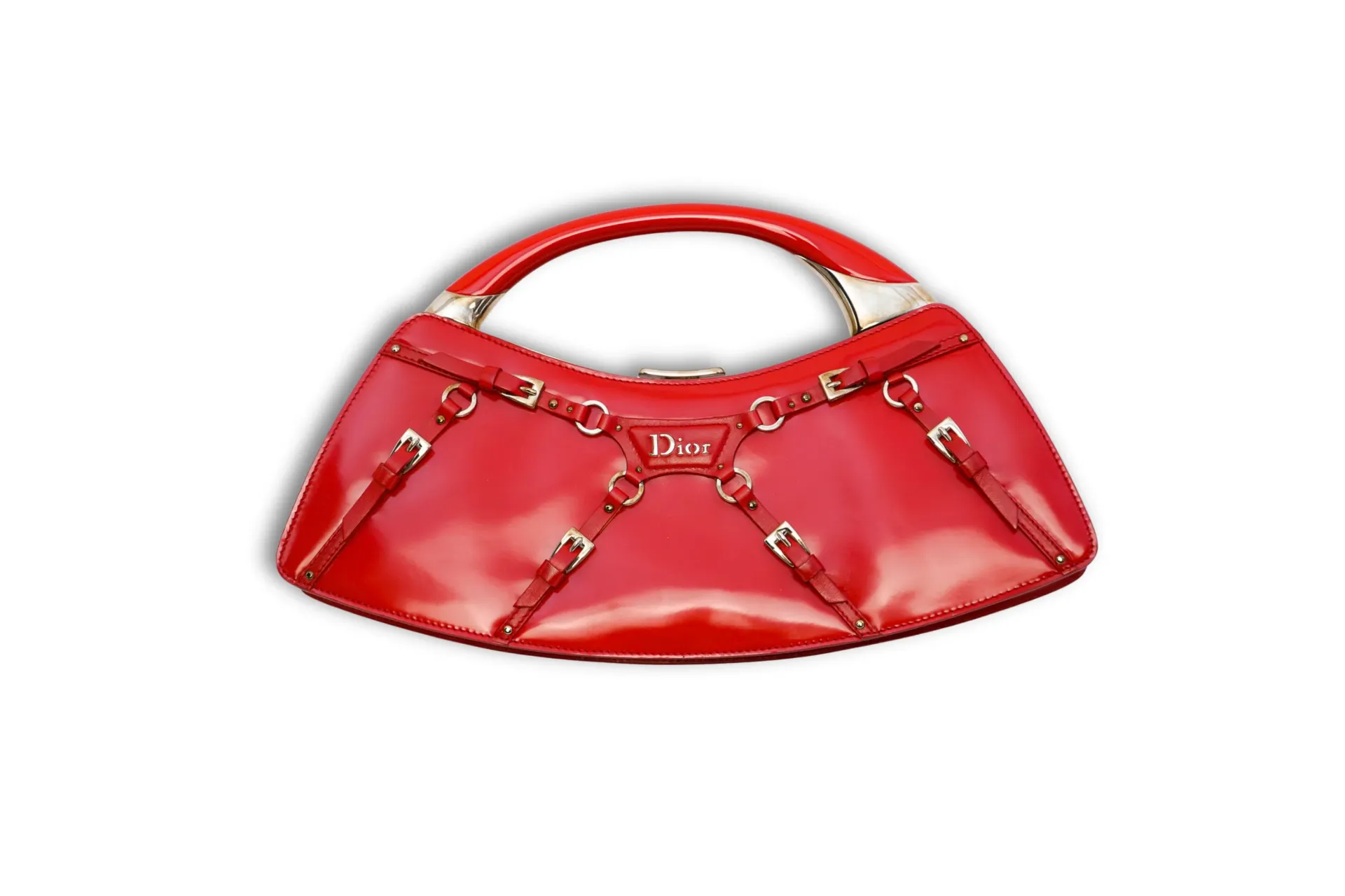 [DV23-06] Sac à main Dior en cuir rouge Bondage