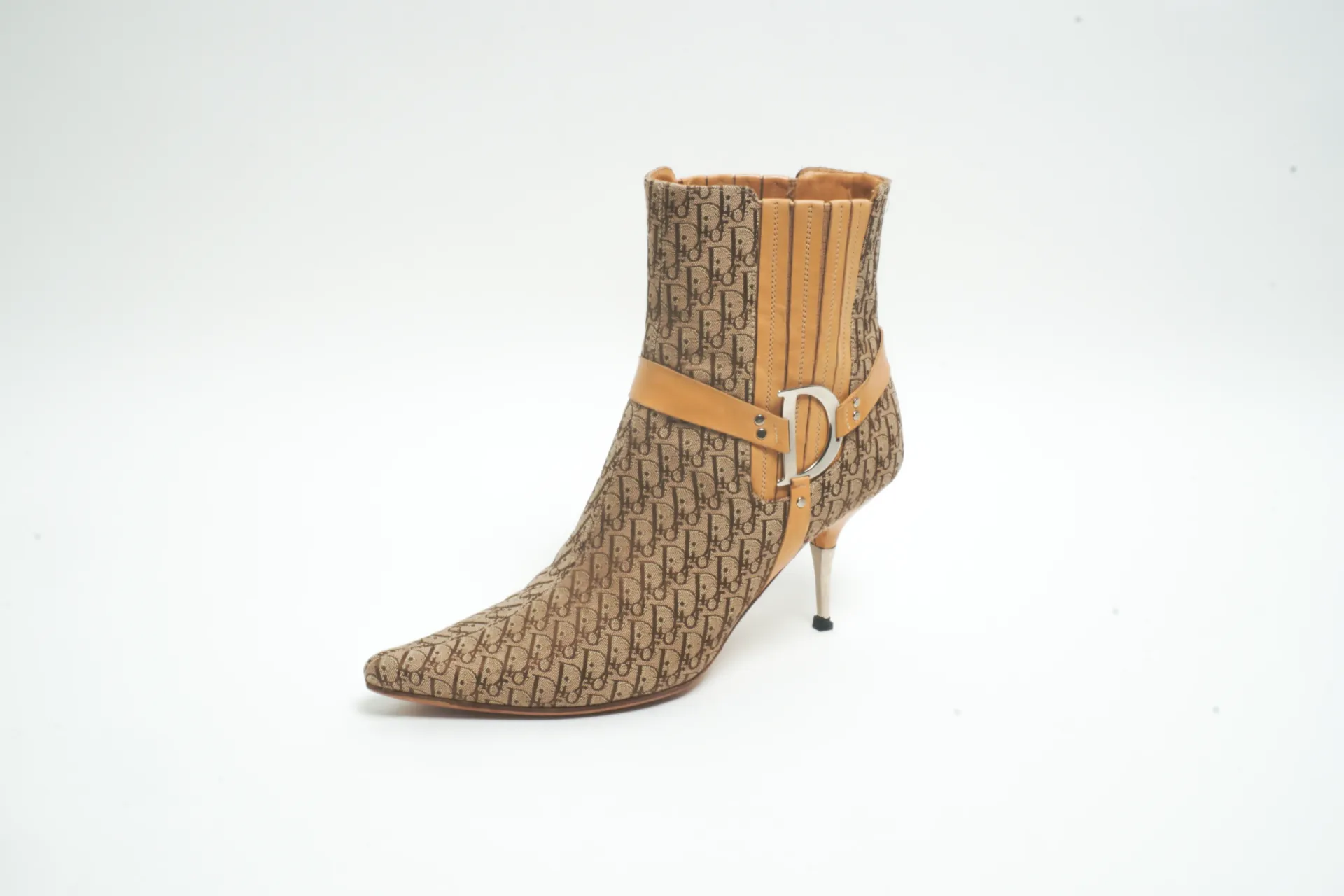 [23005] Bottines Christian Dior en Toile monogrammée - Dior Oblique Camel